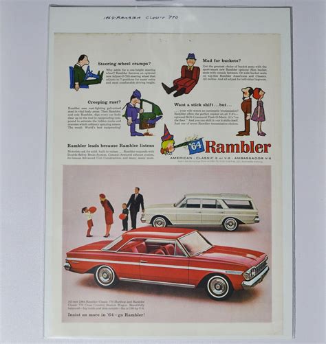 Large Car Ad 1964 AMC Rambler Classic 770 Hardtop & Cross Country Station Wagon (american Motors ...