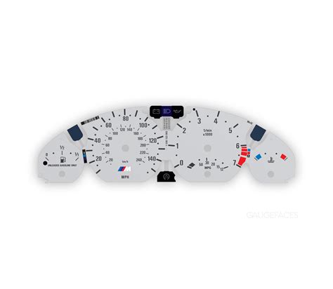 BMW E46: Gauge Face – M-Style – 140 MPH/240 KMH – 7000 RPM – Light Gray - Gauge Faces