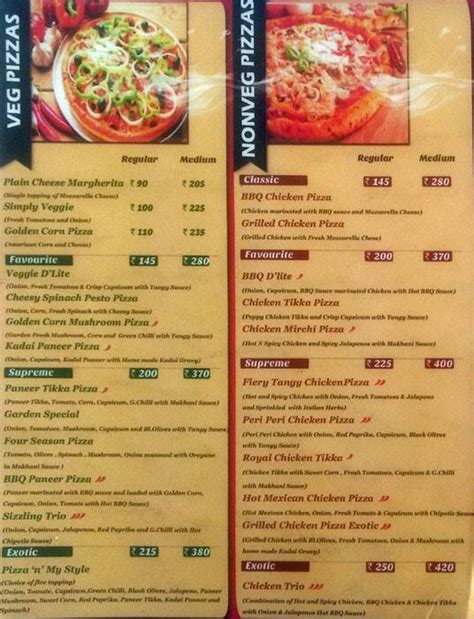 Menu at Tangy Plaza, Chennai