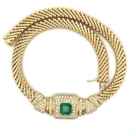 Collier ras du cou souple en or jaune 18 carats avec double cercle imbriqué de diamants naturels ...