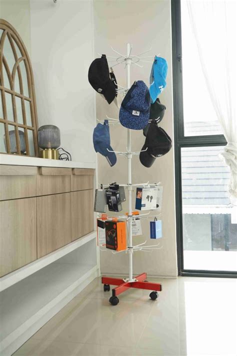 RAK DISPLAY AKSESORIS PUTAR GANTUNG 7 SUSUN WARNA PUTIH