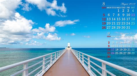 2018年8月の自然カレンダー壁紙：ブセナ海中展望塔｜無料ワイド高画質壁紙館
