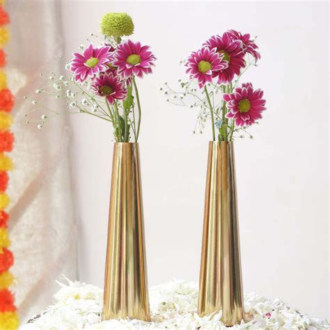 Sleek Modern Metal Flower Vase Set Gold – Behoma