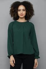 Buy Women Green Solid Casual Top Online - 744605 | Allen Solly