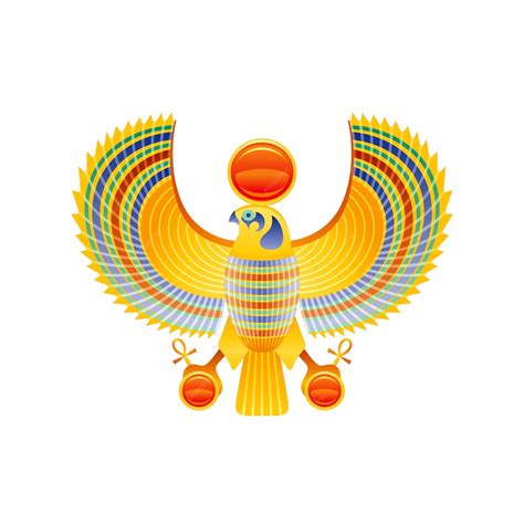 Sokół egipski. Symbol boga Horusa i Ra. Sokół ptak postać ze złotym ...