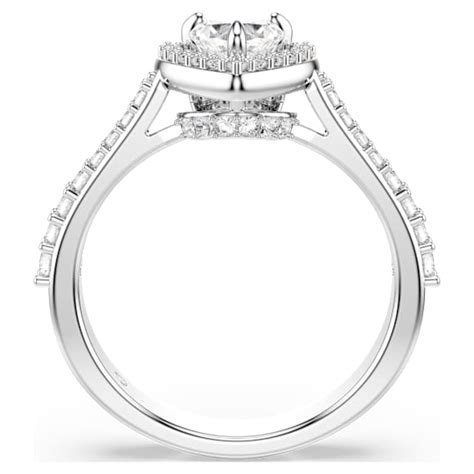 Una Angelic motif ring, Mixed cuts, Heart, White, Rhodium plated ...