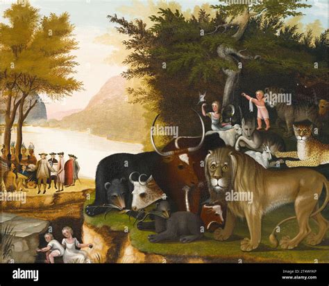 Edward Hicks - The peaceable Kingdom - c1837 Stock Photo - Alamy