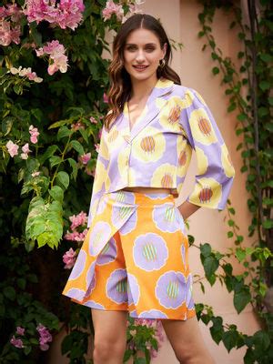 Buy AAREIN Lavender and Yellow Printed Shirt with Skorts (Set of 2) Online