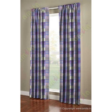 Purple white violet square shapes design poly main curtain designs