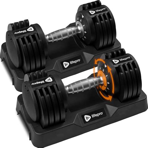 Lifepro Adjustable Dumbbells 25lb Pair Or 90lb Single Quick Select ...