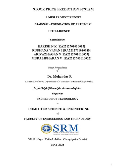 TEAM 13 FAI Report - STOCK PRICE PREDICTION SYSTEM A MINI PROJECT ...