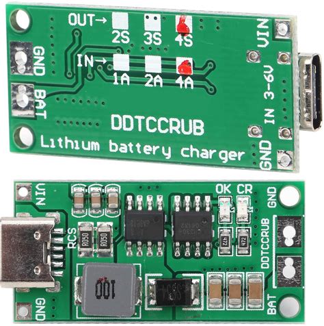 DDTCCRUB 4S‑1A Li-ion Battery Charging Module Step Up Boost Lithium Ce