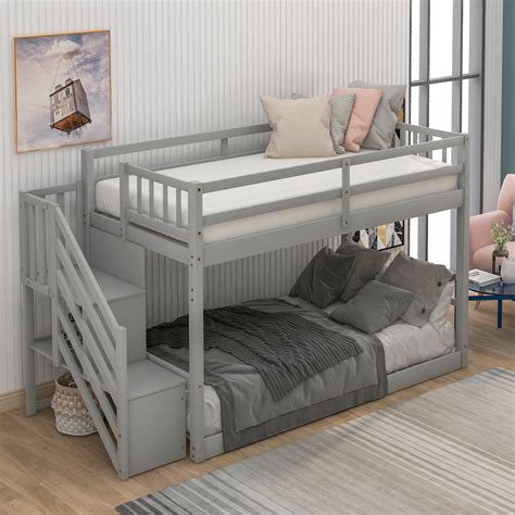 Euroco Wood Twin Over Twin Floor Bunk Bed with | Ubuy Nepal