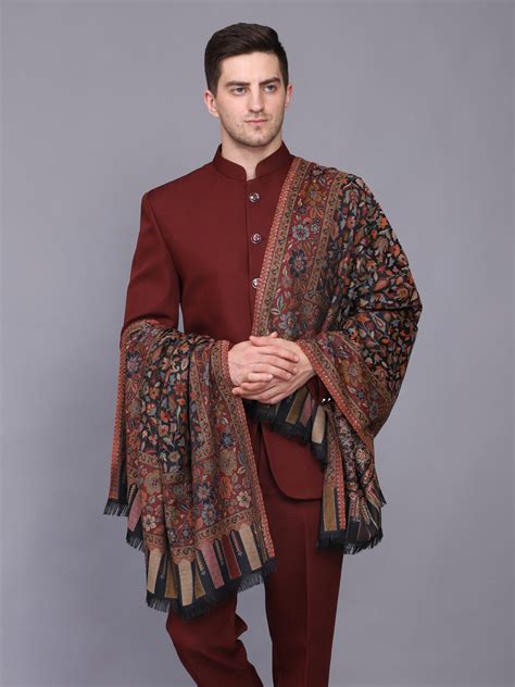 Men's Kalamkari Design Woven Acro Wool Blend Shawl – Weavers Villa