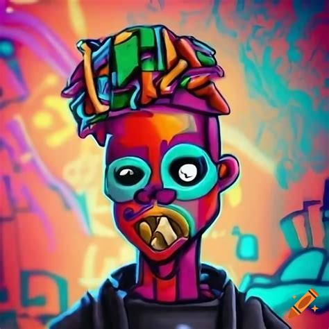 Graffiti characters in urban art style