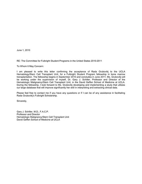 Fulbright acceptance letter | DOC