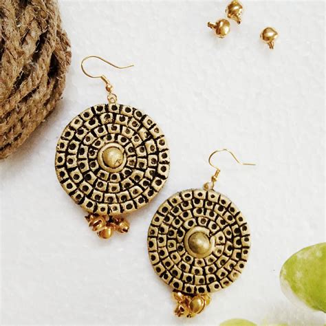 Round Full Gold And Black Ghungroos Earrings