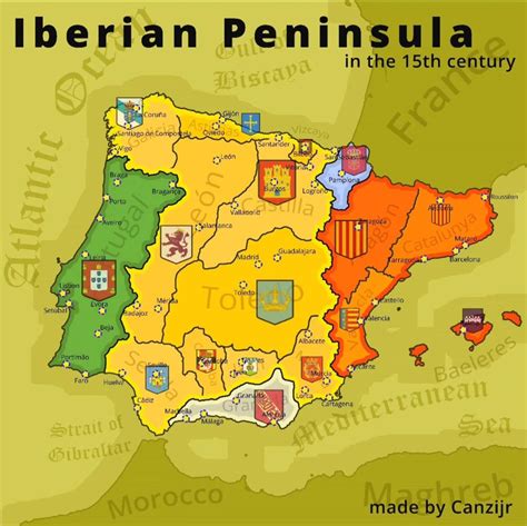 15th Century Map Of Spain Kingdom