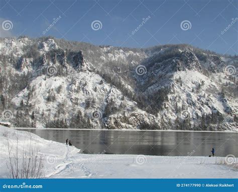 Siberian Mountains and Yenisei River Stock Photo - Image of snow, piste ...