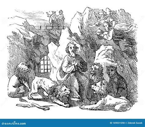 Dessin D'époque Biblique Du Prophète Daniel Dans La Fosse Aux Lions ...