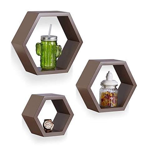 FABULO Hexagon Shape Wall Shelves for Display Storage Unit - Set of 3 ...