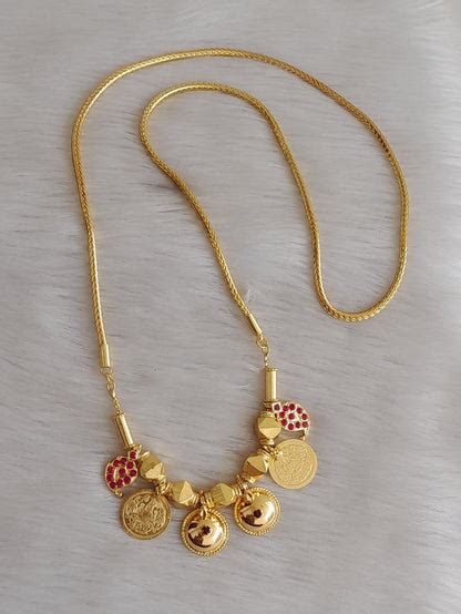 Gold tone pink stone mango lakshmi coin bottu mangalyam dj-42650 ...