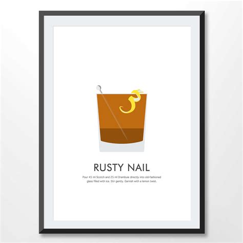 Rusty Nail Cocktail Recipe - Kitchen Art Posters - Easy Download