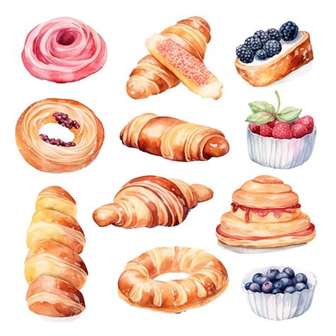 Watercolor Bakery Clip Art, Watercolor, Bake, Bakery PNG Transparent ...
