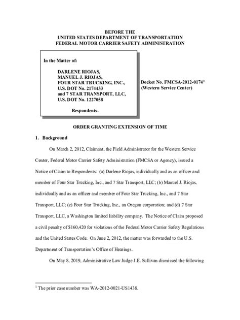 Fillable Online FMCSA\'s confusing excuse for not enforcing its own ...