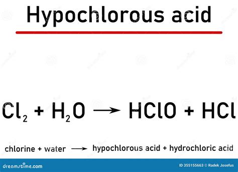 Chemical Reaction - Formation of Hypochlorous Acid Stock Illustration - Illustration of ...