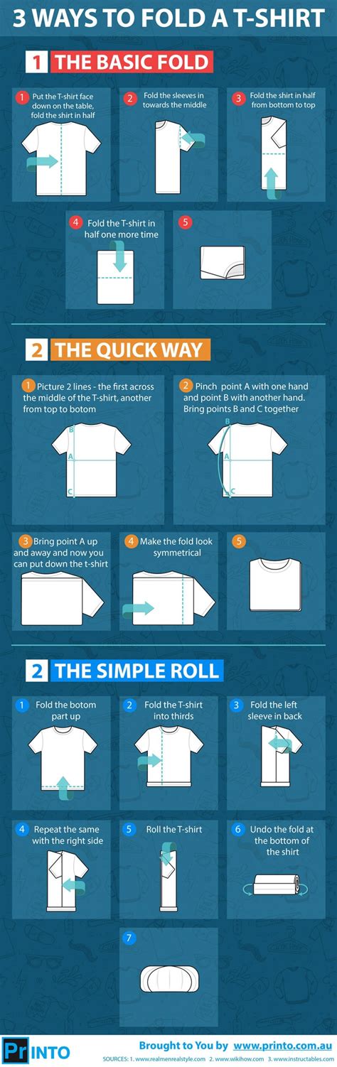 3 Ways to Fold the T-shirts Infographic | Infographic, Funny tshirts, Fold