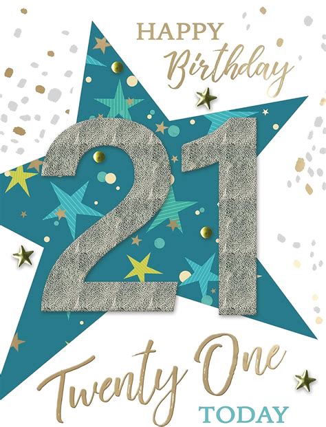 21st Birthday Greetings Happy 21st Birthday Card, Bold Number