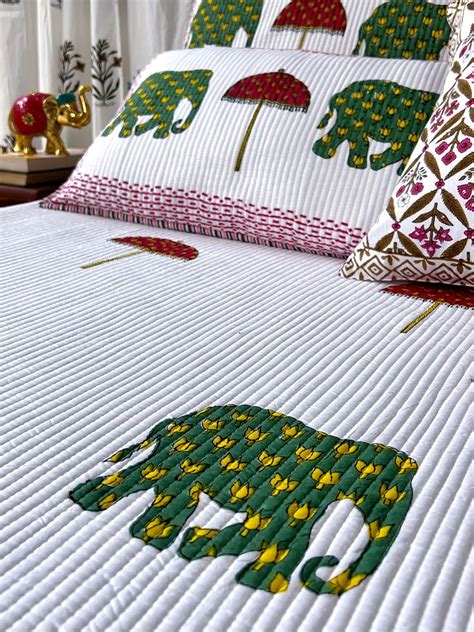 Haathi Umbrella Cotton Bedspread