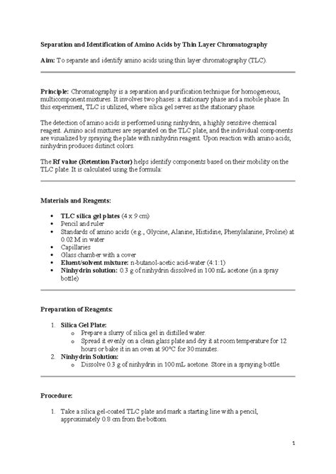Amino Acids Separation & Identification via TLC 777 Experiment Guide ...