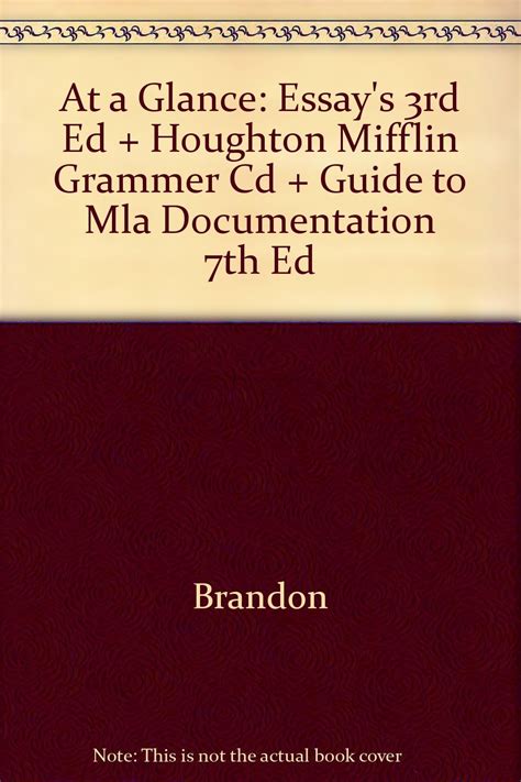 Buy At a Glance: Essay's 3rd Ed + Houghton Mifflin Grammer Cd + Guide ...