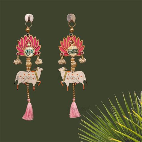 Buy Divyakosh Rosewood Handmade Lotus with Cow & Pink Tassel Style ...