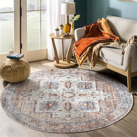 Amazon.com: jinchan Round Rug 8ft Area Rug - Vintage Floor Mat Kitchen ...