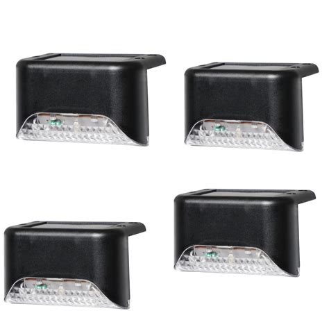 AR MODULERS Solar Powered Outdoor Deck Lights, Set of 4, Black Step ...