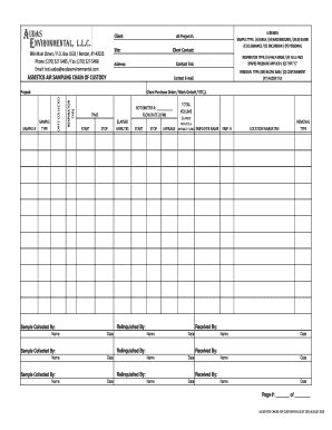 Asbestos Air Sampling Chain of Custody Form - Blank Fillable Template ...