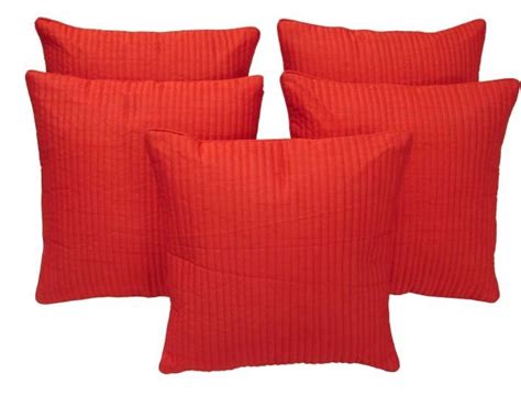 Buy Desi Hault Cushion Cover 12x12 Set of 5 Striped Red Color (30cm x ...