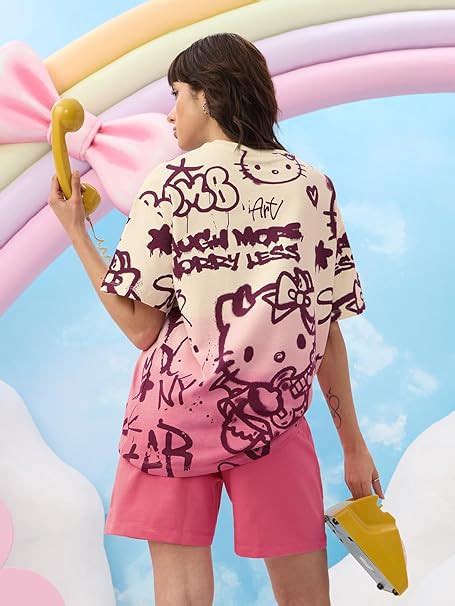 Women and Girls Short Sleeves Round Neck Off White and Pink All Over ...