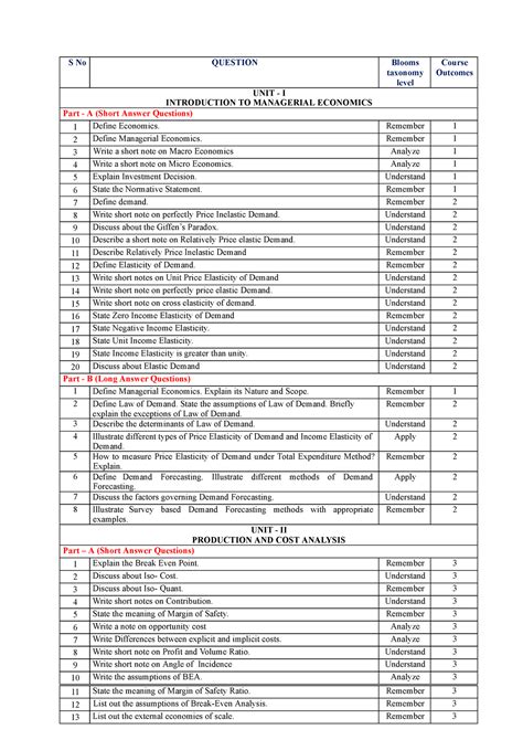 MEFA QB CIC-2023 - Useful and efficient - S No QUESTION Blooms taxonomy ...