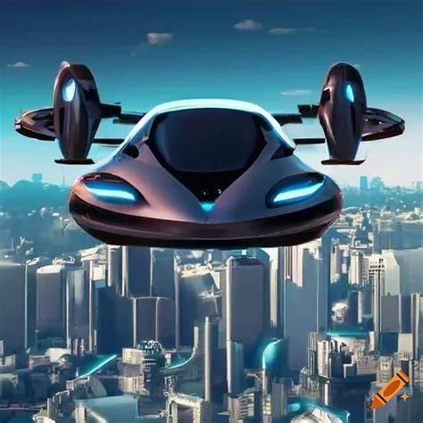 Human silhouettes in a futuristic flying car exploring outer space on ...