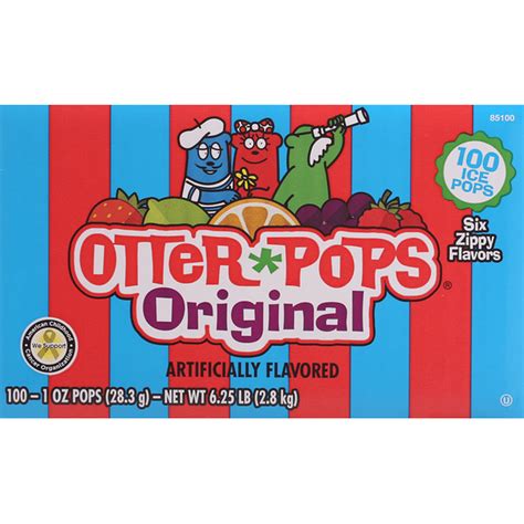 Otter Pops Ice Pops, Six Zippy Flavors, Original, 100 Pack (1 oz ...