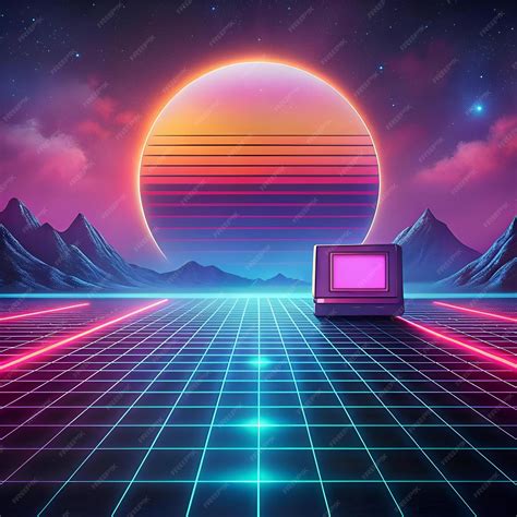 Old Computer Screen Retro-Futuristic Style 的图像结果