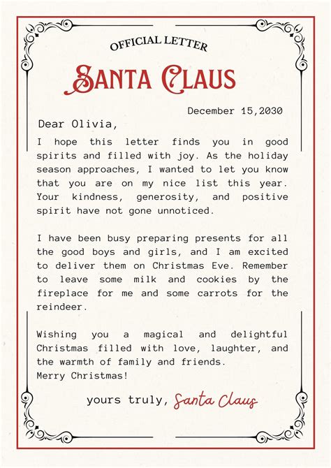 Letter From Santa Free Samples Letters From Santa Free Santa Letters