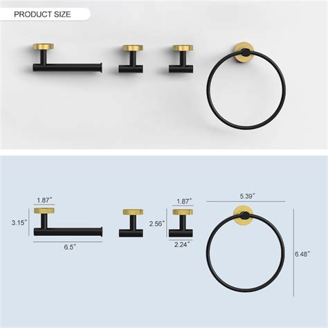 BWE 4-Piece Gold and Black Decorative Bathroom Hardware Set with Towel ...