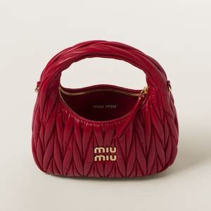 Red Wander Matelassé Nappa Leather Hobo Bag | Miu Miu