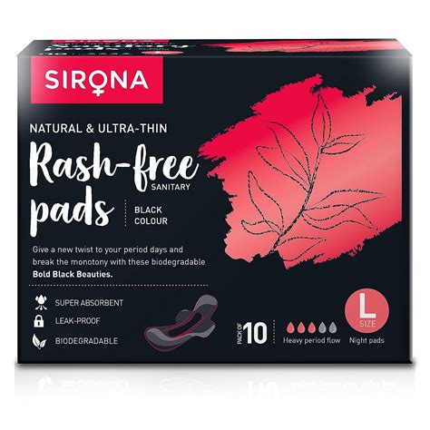 Buy Sirona Natural Biodegradable Super Soft Black Sanitary Pads/Napkins ...
