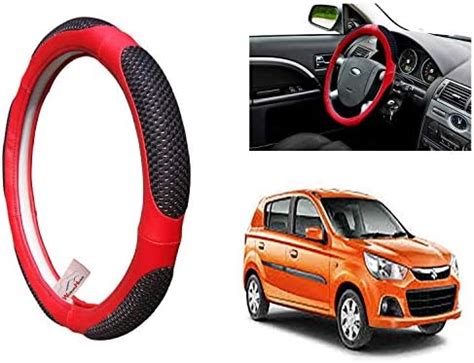 WolkomHome Ring Type Car Steering Wheel Cover (UT Red Black Netted) for ...